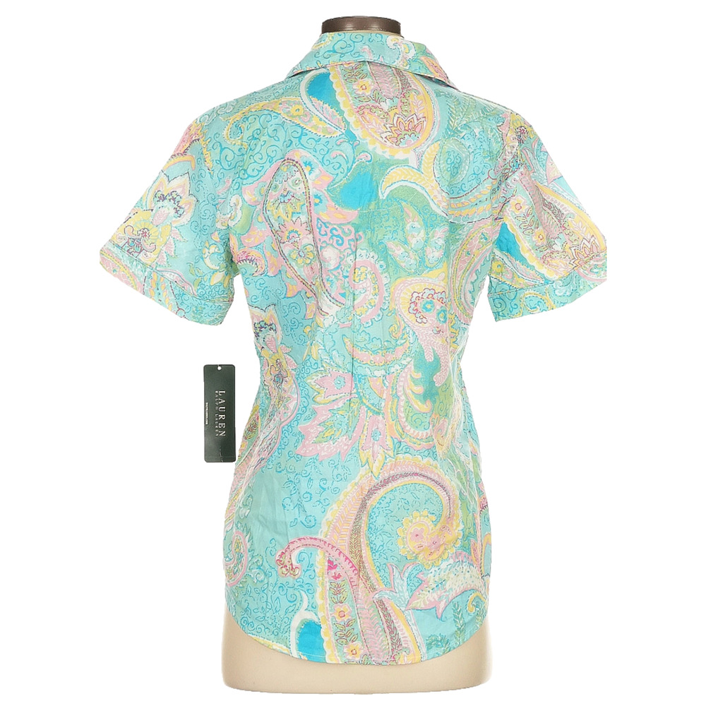 Lauren Ralph Lauren Pastel Paisley Blouse Sz S NWT Cotton Collared Easter Preppy - Picture 2 of 9